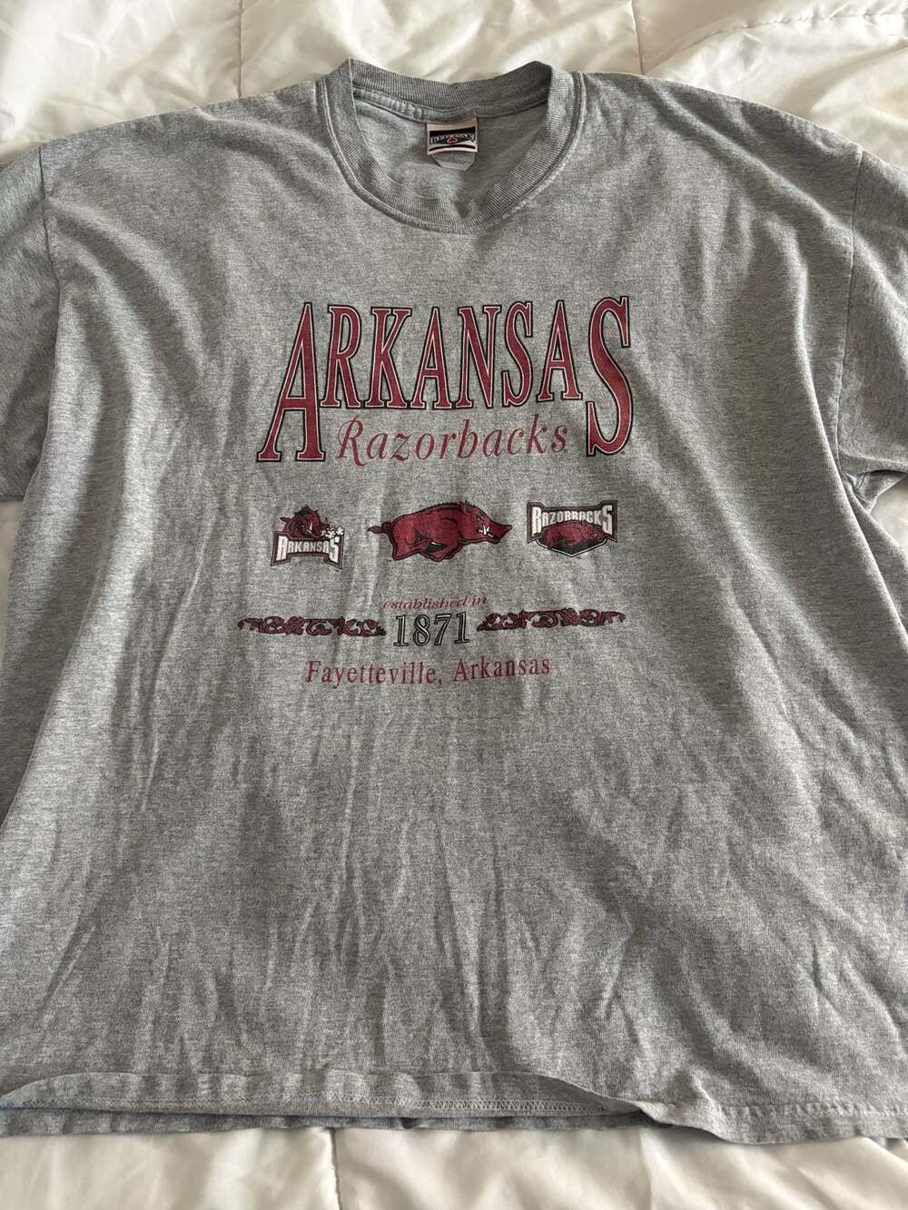 Vintage Arkansas Razorbacks Graphic T-Shirt Gray